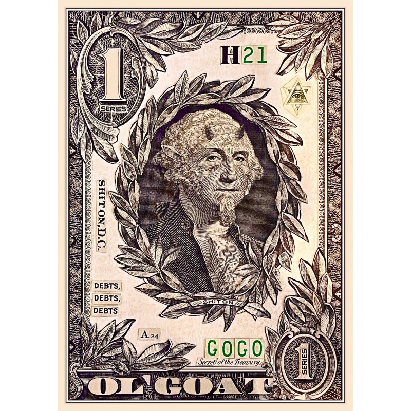 Sly Ol' Goat - Ltd Ed Aluminium Di-Bond print in black Aluminium Frame  by MrHansel